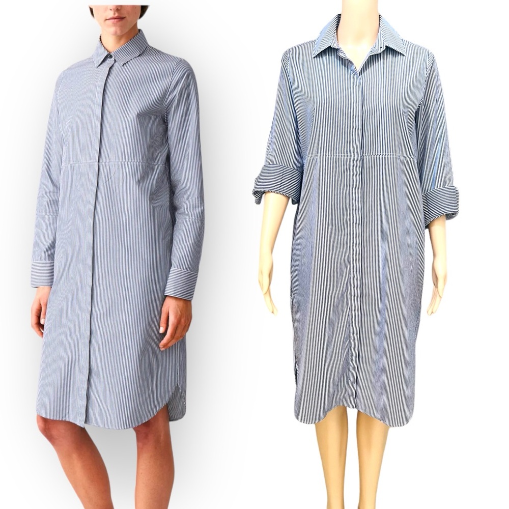 COS Blue Striped Long Sleeve Dress